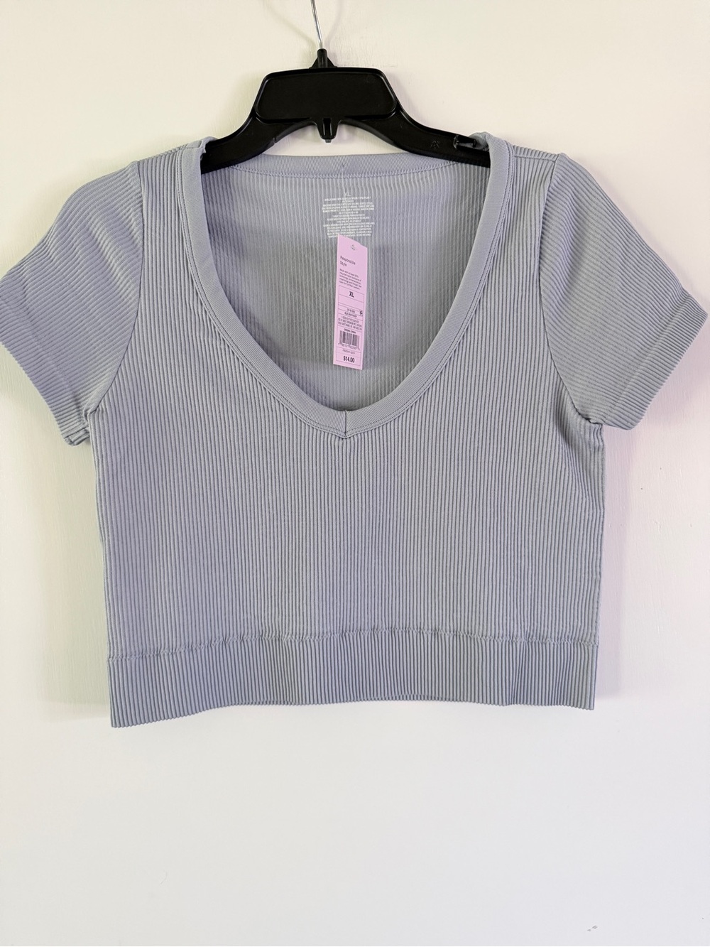 Wild Fable Ribbed V-Neck Crop Top - Light Blue
